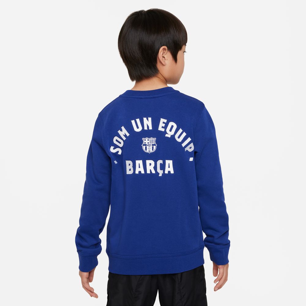 Nike FC Barcelona 2023/24 Kids' Soccer Crew-Neck French Terry Sweatshirt